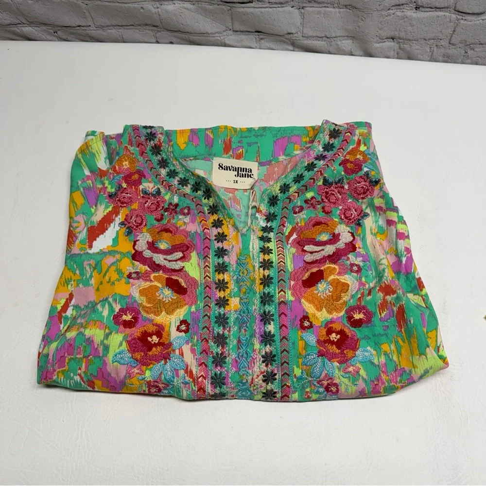 Savanna Jane Arcadia  Floral Embroidered Tunic size 1X nwt - Picture 10 of 10